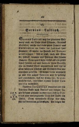 VI. Servius Tullius. - X. Horatius Cocles.