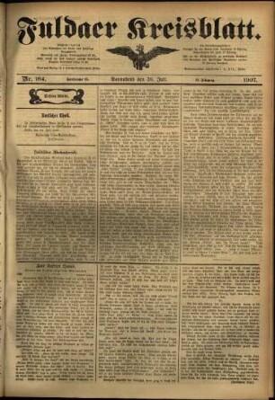 Erste Ausgabe vom Samstag, den 20. Juli 1907.