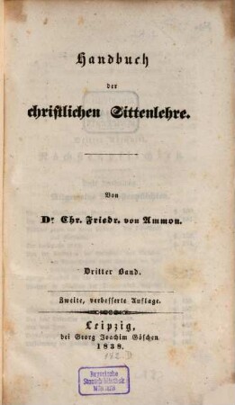 Handbuch der christlichen Sittenlehre, 3