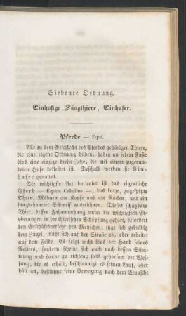 Siebente Ordnung. Einhufige Säugthiere, Einhufer.