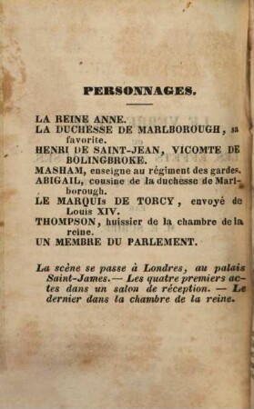 Le verre d'eau, ou les effets et les causes, comédie en cinq actes : Par Eugène Scribe