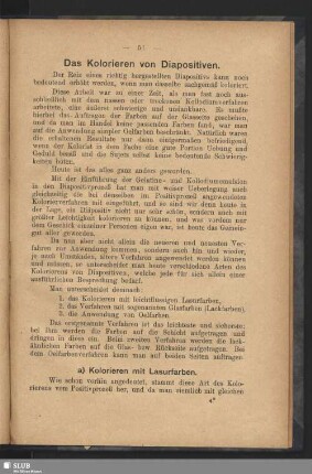Das Kolorieren von Diapositiven