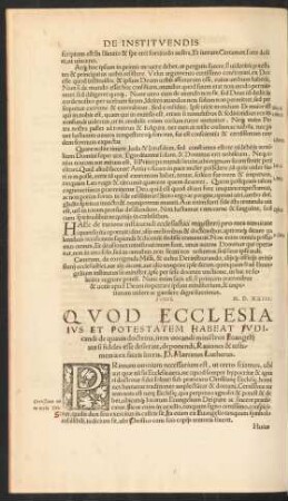 Quod Ecclesia Ius Et Potestatem Habeat Iudicandi de quavis doctrina ...