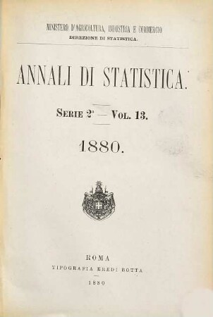 Annali di statistica. 13. 1880