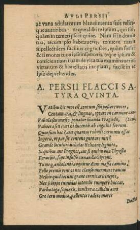 A. Persii Flacci Satyra Quinta.