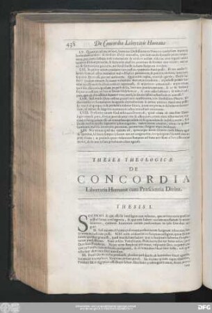 Theses Theologicae De Concordia Libertatis Humanae cum Praescientia Divina.