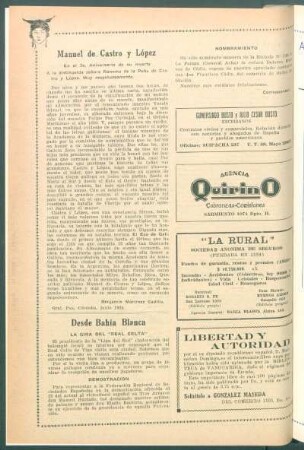 Manuel de Castro y López : En el 20. Aniversario de su muerte. A la distinguida señora Ramona de la Peña de Castro y López. Muy respetuosamente.