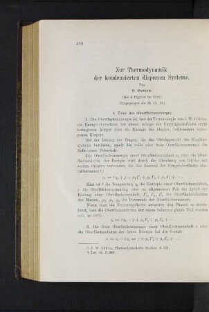 Zur Thermodynamik der kondensierten dispersen Systeme.