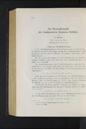Zur Thermodynamik der kondensierten dispersen Systeme.