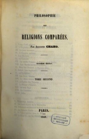 Philosophie des religions comparées, 2