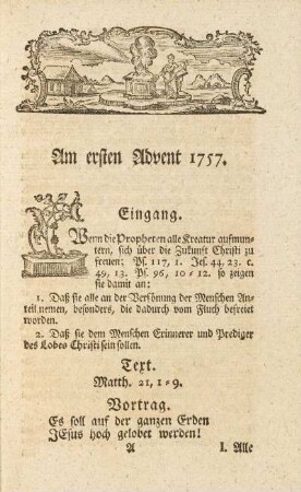 Am ersten Advent 1757