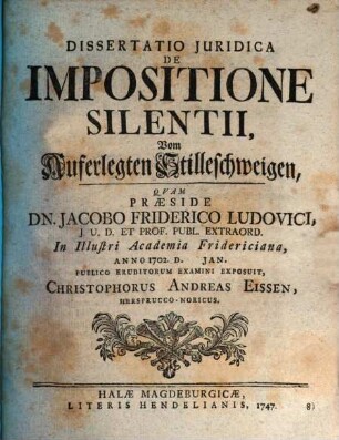 De impositione silentii