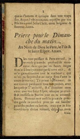 Priere pour le Dimanche du matin. - Priere du Soir pour le Mardi.