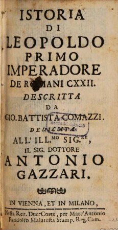 Istoria Di Leopoldo Primo Imperadore De Romani CXXII. 1