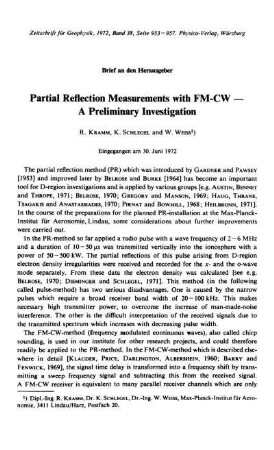 Partial reflection measurements with FM-CW - A preliminary investigation