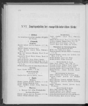 XVI. Angelegenheiten der evangelisch-lutherischen Kirche.