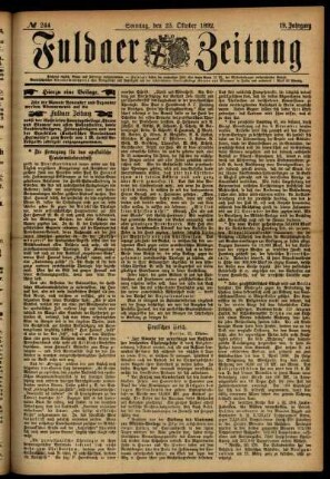 Erste Ausgabe vom Sonntag, den 23. Oktober 1892.