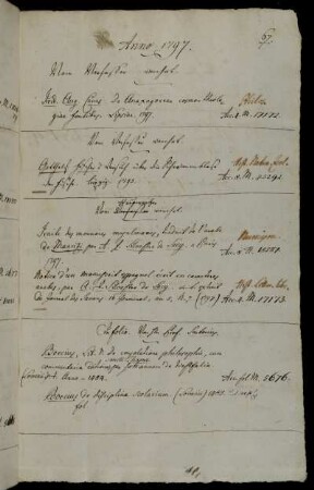 Vom Verfasser [Friedrich August Carus] verehrt. - Vom Verfasser [Gotthelf Fischer von Waldheim] verehrt. - Vom Herausgeber [Antoine Isaac Silvestre de Sacy] verehrt. - Von Hhn Prof. Sartorius.