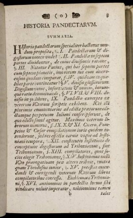 Historia Pandectarum. Summaria.