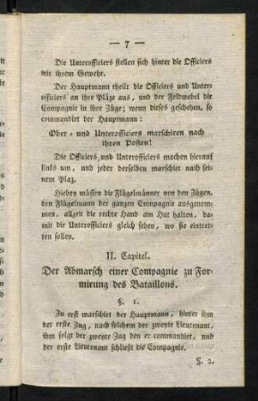 7-8, II. Capitel. Der Abmarsch einer Compagnie zu Formirung des Bataillons.