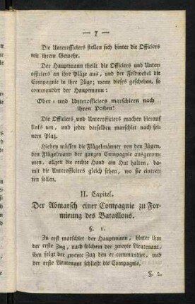 7-8, II. Capitel. Der Abmarsch einer Compagnie zu Formirung des Bataillons.