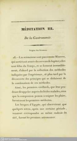 Méditation III. De la Gastronomie