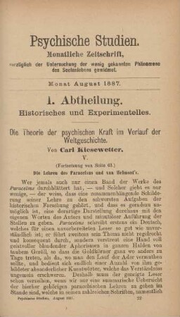 I. Abtheilung. Historisches und Experimentelles