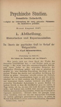 I. Abtheilung. Historisches und Experimentelles