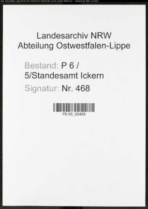 Sterberegister Standesamt Castrop-Rauxel Ickern (V)