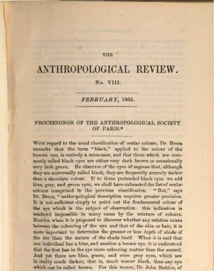Anthropological review. 3 = No. 8/11. 1865