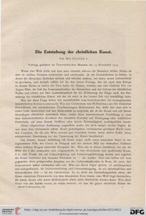 2: Die Entstehung der christlichen Kunst : Vortrag, gehalten im Österreichischen Museum am 13. November 1919