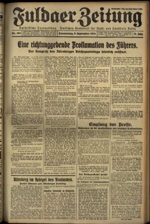 Erste Ausgabe vom Donnerstag, den 06. September 1934.