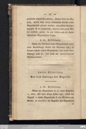 Zweite Abtheilung. Von dem Umfange der Begriffe.