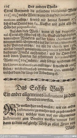 Das Sechste Buch. Ein ander allgemeines Instrument zu dem Bomben werffen.