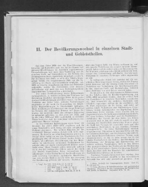 II. Der Bevölkerungswechsel in einzelnen Stadt- und Gebietstheilen.