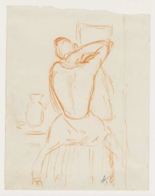 Frau bei der Toilette