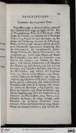 Descriptions contenues dans le premier tome