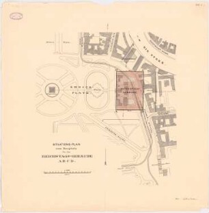 Reichstag, Berlin Zweiter Wettbewerb: Lageplan 1:1000