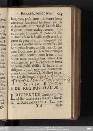 Sectio II. De Regibus Italiae.