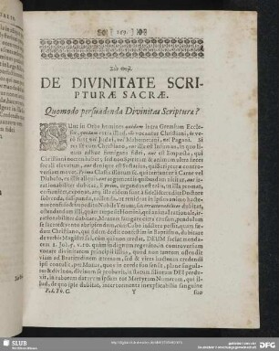 Caput I. De Divinitate Scripturae Sacrae
