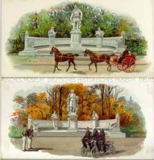 Sammel-Karten mit Abbildungen der Denkmäler in der Berliner "Siegesallee" und rückseitiger "Sarotti"-Werbung (11 Stück) - Sachkonvolut