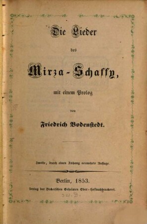 Die Lieder des Mirza-Schaffy : mit einem Prolog