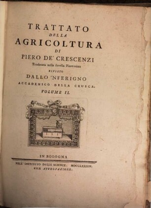 Trattato Della Agricoltura Di Piero De'Crescenzi : Traslatato nella favella Fiorentina. 2