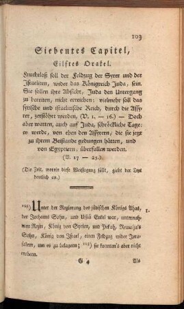 Siebentes Capitel, Eilftes Orakel