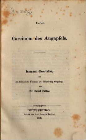 Ueber Carcinom des Augapfels