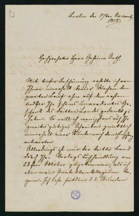 Brief vom 17. November 1858