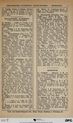 Bibliographie, Buchwesen und Enzyklopädien (Nr. 58-70)