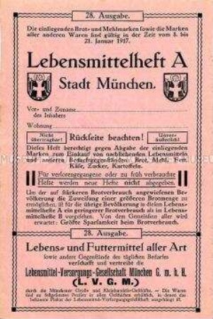 Lebensmittelheft der Stadt München