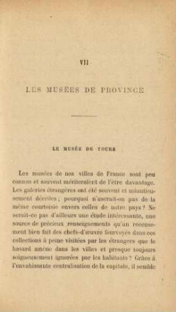 VII. Les Musées De Province