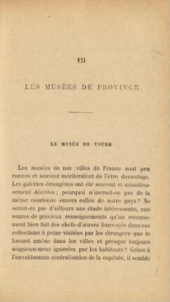 VII. Les Musées De Province